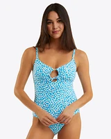 Tie Front One Piece Swimsuit