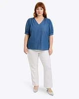 Heidi V-Neck Top Chambray
