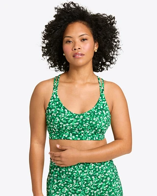 Crossback Sports Bra Green Wildflower Ditsy