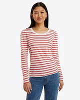 Long-Sleeve Easy Knit Top Stripe