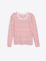 Long-Sleeve Easy Knit Top Stripe