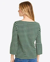Corey Bell Sleeve Top Green Mariner Stripe