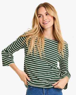 Corey Bell Sleeve Top Green Mariner Stripe