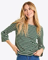Corey Bell Sleeve Top Green Mariner Stripe