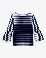 Corey Bell Sleeve Top Navy Mariner Stripe