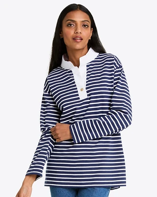 Gillian Long Sleeve Top Navy Mariner Stripe