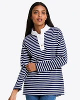 Gillian Long Sleeve Top Navy Mariner Stripe