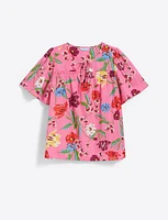 Mary Flutter Sleeve Top Lurex Stripe