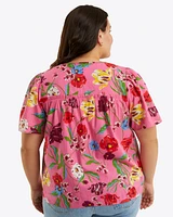 Mary Flutter Sleeve Top Lurex Stripe