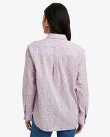 Lynn Long Sleeve Top Embroidered Cotton Dobby