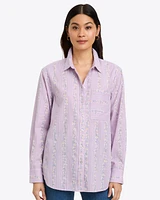 Lynn Long Sleeve Top Embroidered Cotton Dobby