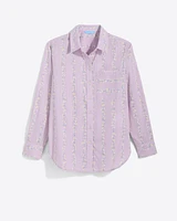 Lynn Long Sleeve Top Embroidered Cotton Dobby