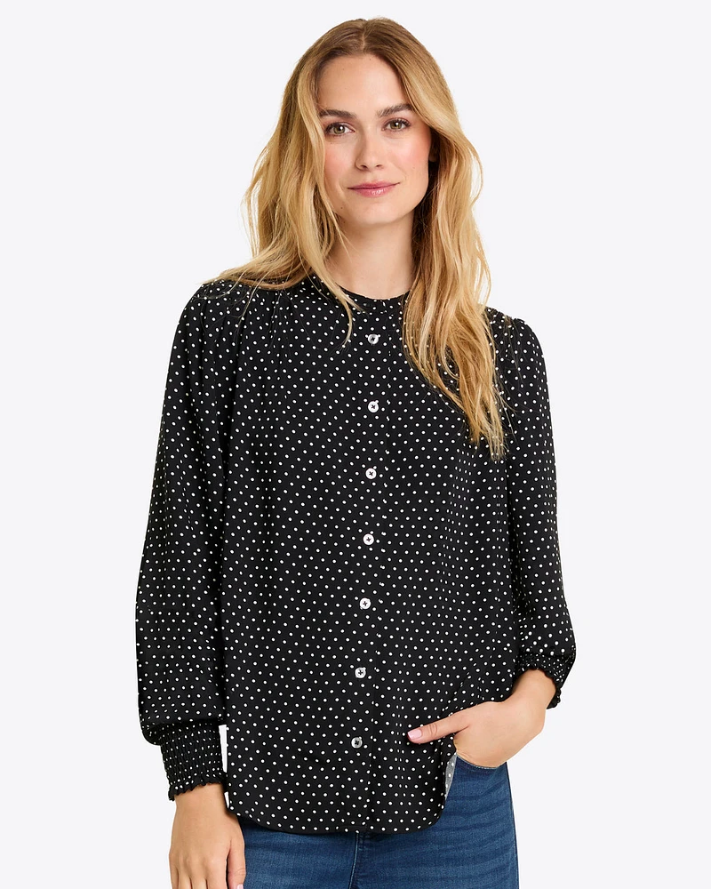 Evelyn Buttondown Top Polka Dot