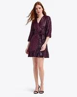 Jordan Long-Sleeve Wrap Dress Sequins