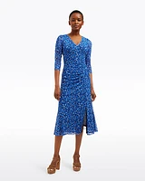 Selena V-Neck Midi Dress Blue Scattered Ditsy