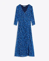 Selena V-Neck Midi Dress Blue Scattered Ditsy