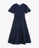 Cleo Mixed Media Midi Dress Navy