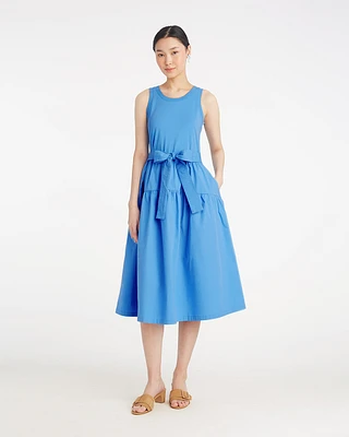 Lila Mixed Media Midi Dress Light Blue