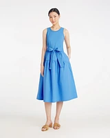 Lila Mixed Media Midi Dress Light Blue