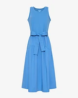 Lila Mixed Media Midi Dress Light Blue