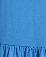 Lila Mixed Media Midi Dress Light Blue