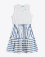 Arden Mixed Media Shirtdress Wave Stripe