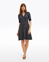 Judy Striped Knit Dress Navy Stripe