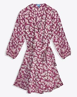 Jordan Long-Sleeve Wrap Dress Hammered Satin