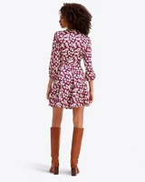 Jordan Long-Sleeve Wrap Dress Hammered Satin