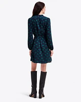 Long Sleeve Belted Dress Ginko Leaf