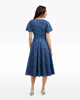 Caitlyn Square Neck Midi Dress Ribbon Floral