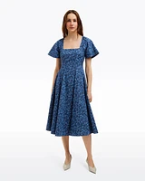 Caitlyn Square Neck Midi Dress Ribbon Floral