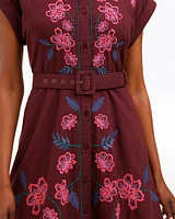 Presley Embroidered Midi Shirtdress Raspberry Pink