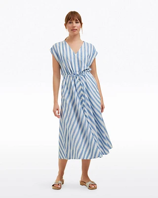Haven Short Sleeve Midi Shirtdress Wave Stripe