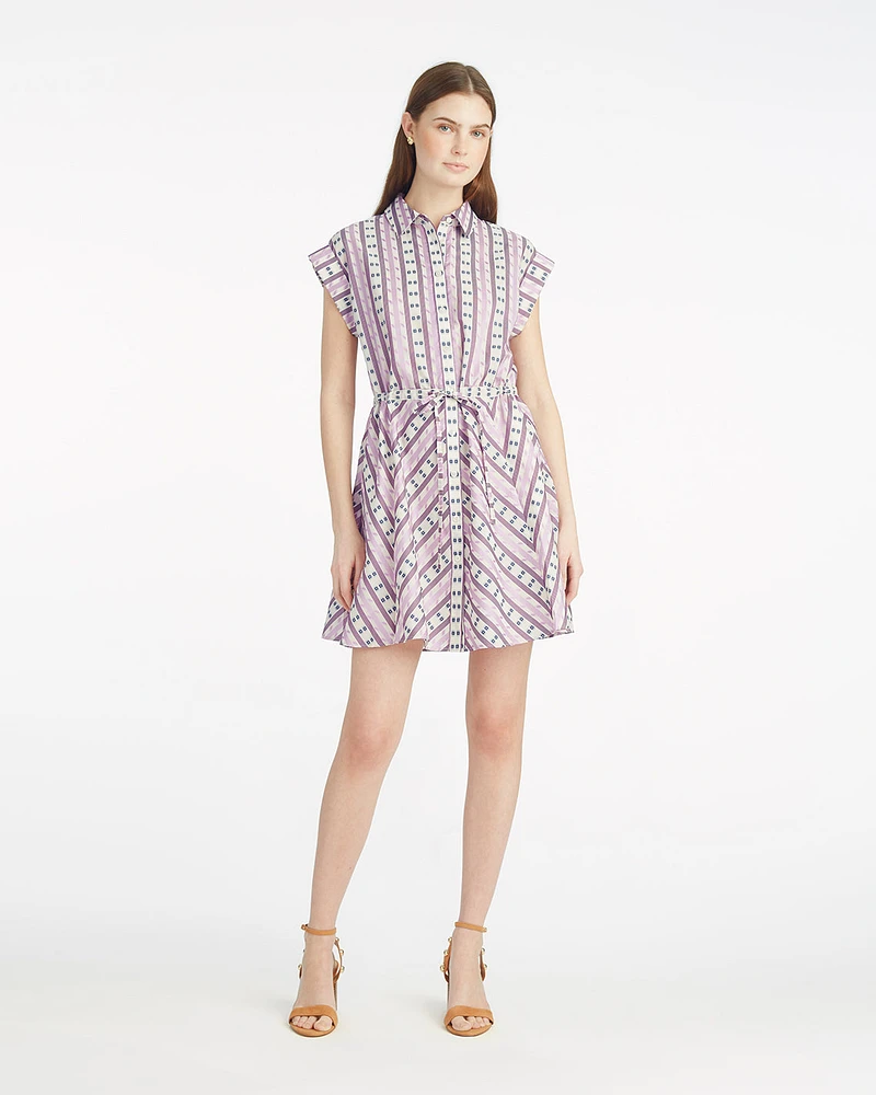 Phoebe Mini Shirtdress Dotted Stripes Jacquard