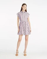 Phoebe Mini Shirtdress Dotted Stripes Jacquard