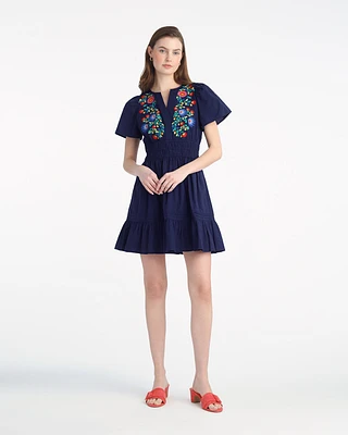 Wilson Mini Dress with Floral Embroidery