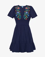 Wilson Mini Dress with Floral Embroidery