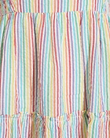 Taylor Tiered Midi Dress Rainbow Stripes