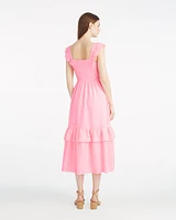 Carrie Midi Dress Pink Seersucker