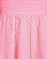 Carrie Midi Dress Pink Seersucker