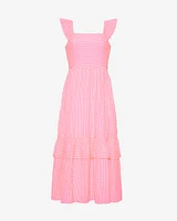 Carrie Midi Dress Pink Seersucker