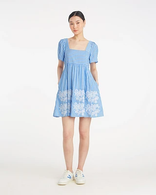 Dottie Babydoll Dress with Floral Embroidery