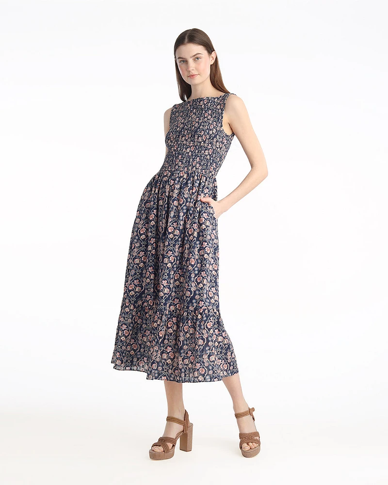 Wren Sleeveless Smocked Midi Dress Twilight Vines
