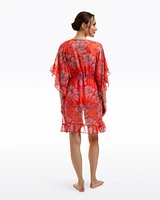 Red Magnolia Ruffle Caftan Cover Up