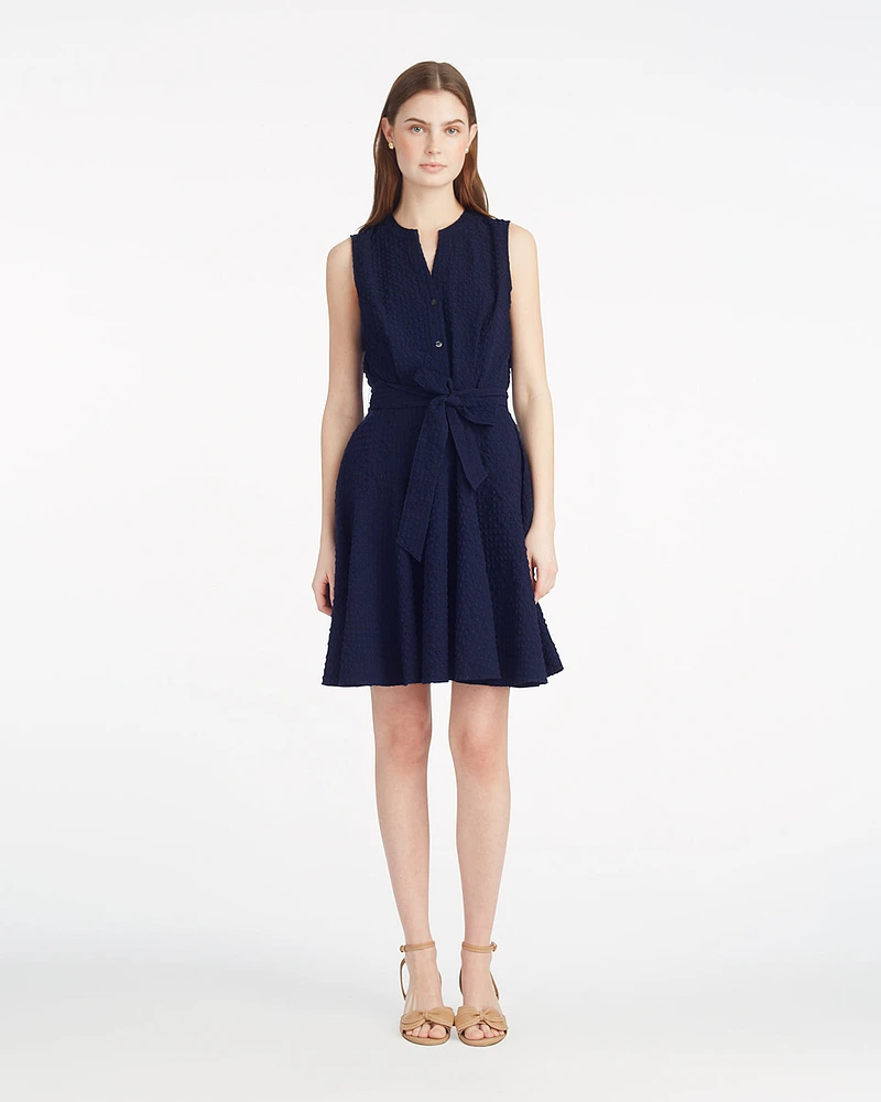 Avery Sleeveless Shirtdress Seersucker