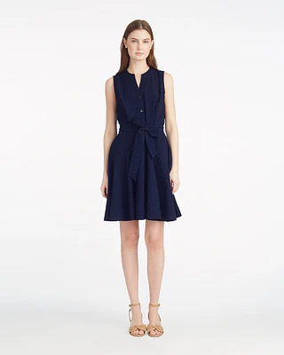 Avery Sleeveless Shirtdress Seersucker