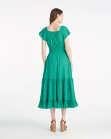 Berkeley Smocked Waist Midi Dress Green
