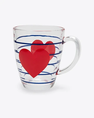 Heart Stripe Glass Mug