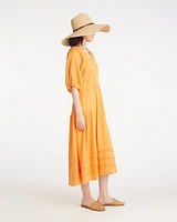 Chloe V-Neck Midi Dress Crinkle Cotton